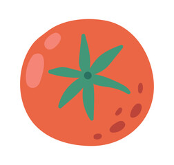 Cartoon drawing of a stylized tomato promoting healthy diet and vegetarian lifestyle, ideal for educational materials, restaurant menus, or food packaging