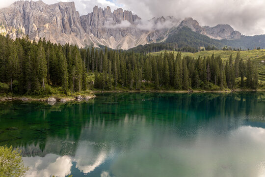 small alpine lake in the Dolomites