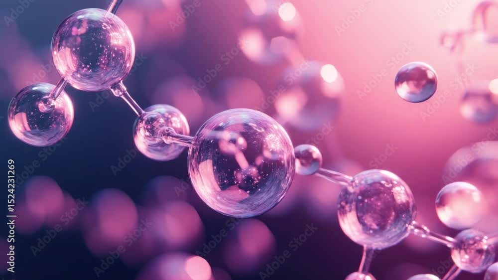 Aufkleber colorful abstract representation of molecular structure with glowing spheres and bokeh background 4k