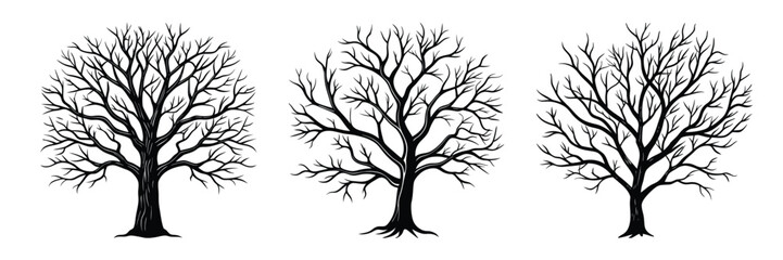 Obraz premium Trees silhouettes vector illustration design for autumn winter season nature landscape background art 