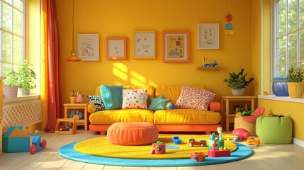 Cheerful playroom bathed in sunshine