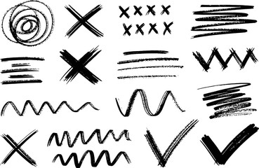 Abstract hand drawn black ink brush strokes marks