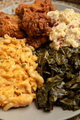 close up of A delicious dinner with soul food classics