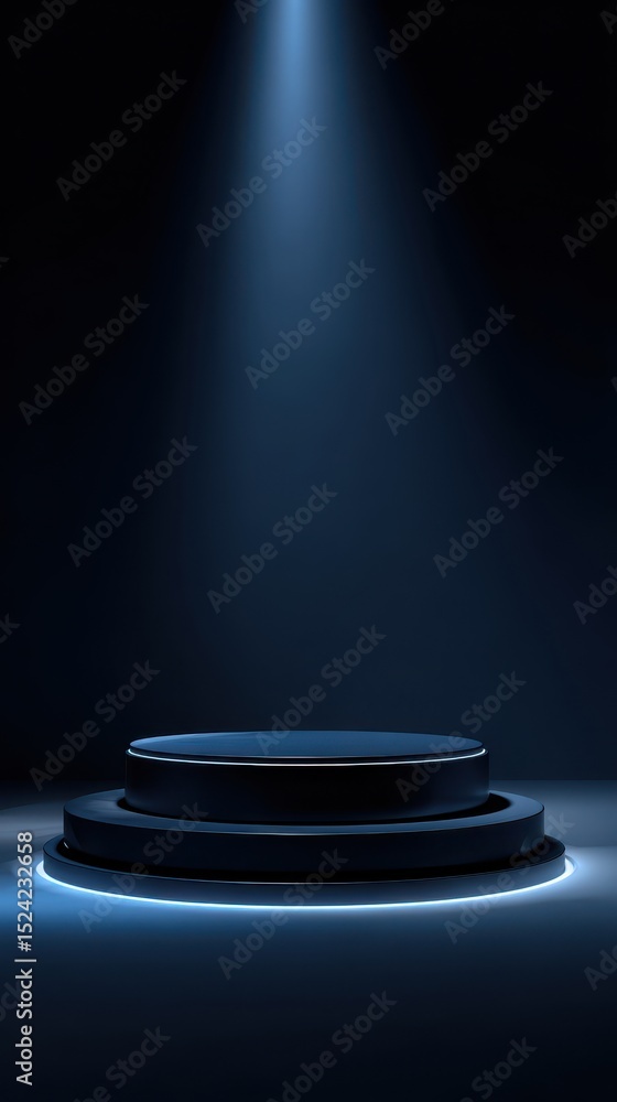 Poster a stunning image of dark blue stage podium 3d background product platform of empty scene presentatio