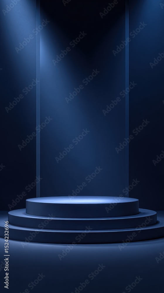 Aufkleber a stunning image of dark blue stage podium 3d background product platform of empty scene presentatio