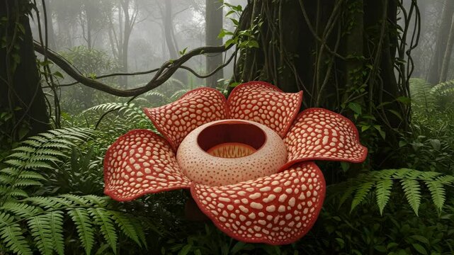 Rafflesia flower blooming in jungle