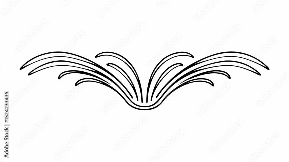 Poster elegant flourish design with curved lines and symmetrical arrangement in black and white style creat
