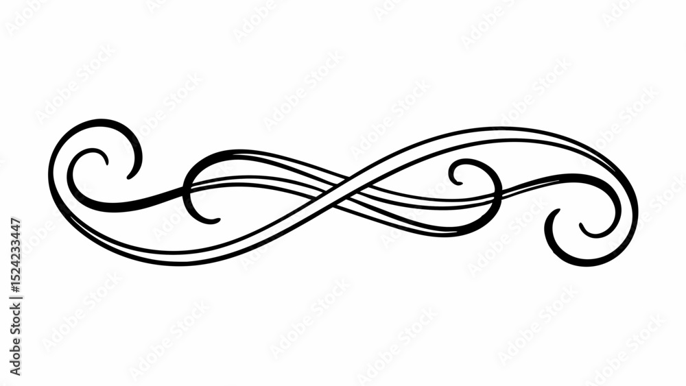 Poster elegant flourish design with swirling lines and decorative curls in a symmetrical arrangement create