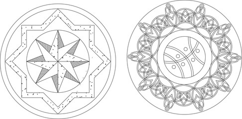 sketch vector illustration silhouette design ornament decoration pattern rosette mandala classic vintage modern