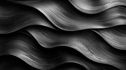Dark metallic waves textured background, abstract art