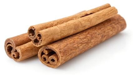 Single Cinnamon Stick on White Background