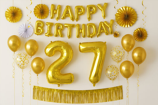 Happy 27th Birthday Decor: Simple Festive Yellow Setup