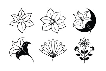 A versatile collection of black and white floral vector illustrations, perfect for spring and summer nature designs