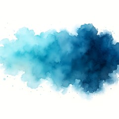 Abstract blue watercolor wash isolated on white background