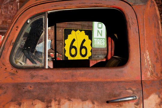 Hackberry, Arizona, United States. Rusted old car on Route 66
