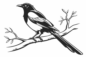 magpie sihouette black vector