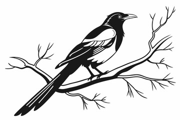 magpie sihouette black vector