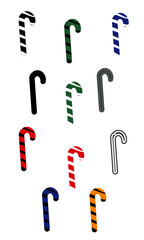 colorful candy cane icons set