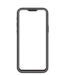 Black smartphone outline mockup isolated on white