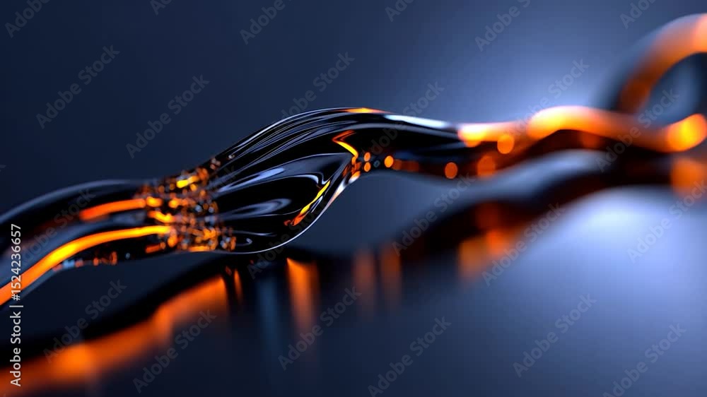 Poster Abstract fluidic form with glowing inner lines