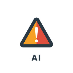 Warning Sign with Exclamation Mark and AI Text, Indicating Potential Risks and Dangers of Artificial Intelligence