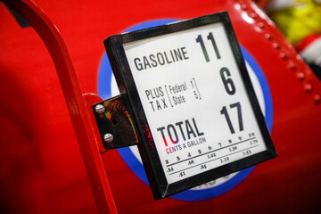 Endee, New Mexico, USA  Old gas pump with cheap prices for gas - 17 cents a gallon. Route 66