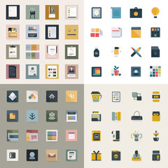 Stylish minimal icon set with flat design for productivity, communication, creativity, and app UI, including folders, gifts, messages, charts, and profiles.

