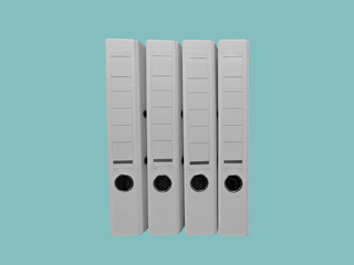 Office storage solution with organized binders on a colorful background for efficient document...