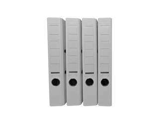 Organized office binders lined up neatly on a shelf for efficient document storage and management during work hours