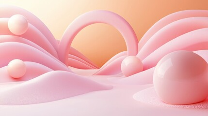 Pastel pink abstract landscape