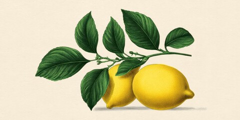 Textured Vintage Lemon Art with Classic Style