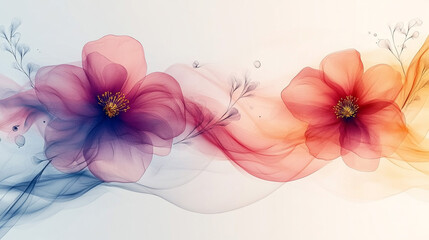 Delicate Floral Design, Abstract Waves, Soft Colors, Elegant Background