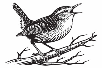 wren sihouette black vector