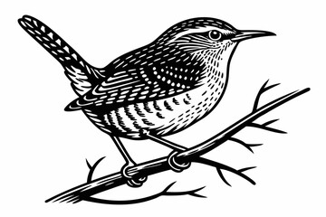 wren sihouette black vector