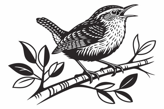 wren sihouette black vector