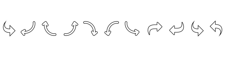 Arrow vector icon set. Signs direction Icons web Set. Arrow  illustration sign collection. Arrows set of web icons. Pointer symbol for web and mobile app.