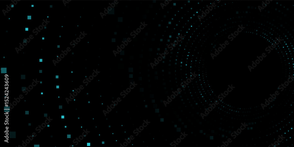 Aufkleber 3d blue techno background. big data visualization on dark space with dotted lines shape effect decor
