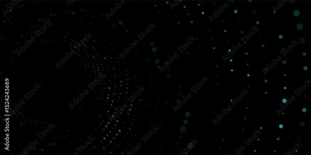 Poster 3d blue techno background. big data visualization on dark space with dotted lines shape effect decor