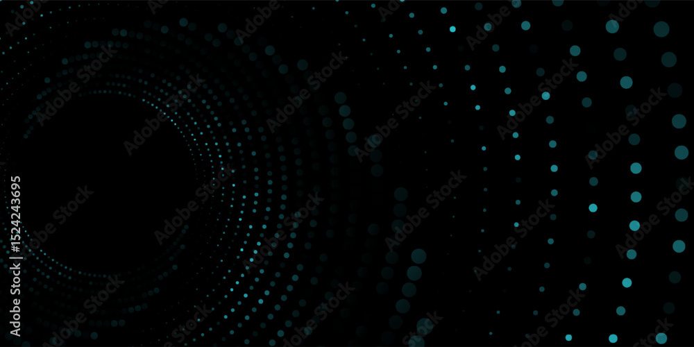 Poster 3d blue techno background. big data visualization on dark space with dotted lines shape effect decor