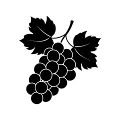Fototapeta premium grapes in a bunch with leaves vector art silhouette