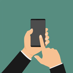 Hands holding and interacting with a smartphone