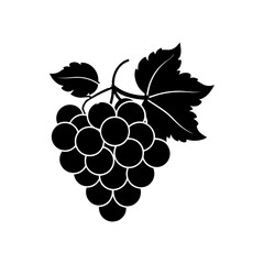 Fototapeta premium grapes in a bunch with leaves vector art silhouette