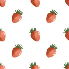 Seamless pattern with cartoon strawberries. colorful illustration. hand drawing, flat style. design for fabric, print, textile, wrapper