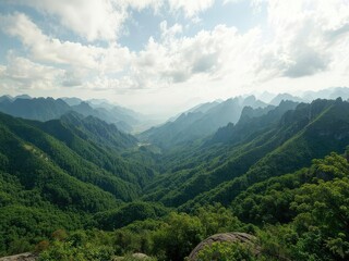 Fototapeta premium Lush Green Mountain Scenery, Inspiring Nature Background
