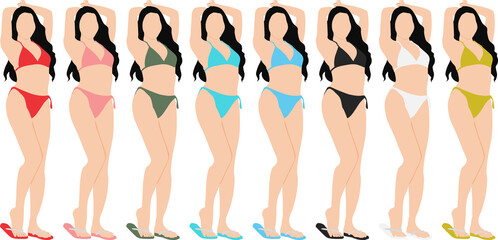 ポーズをとる水着を着た女性のイラスト