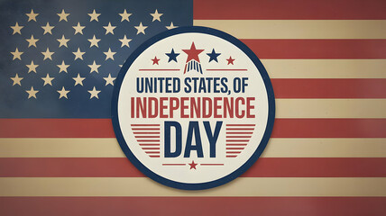 United states independence day emblem over american flag with stars and stripes background design