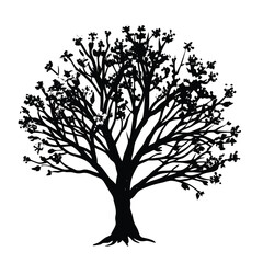 Black and white tree illustration vector graphic nature drawing silhouette tree design tree art tree icon 
