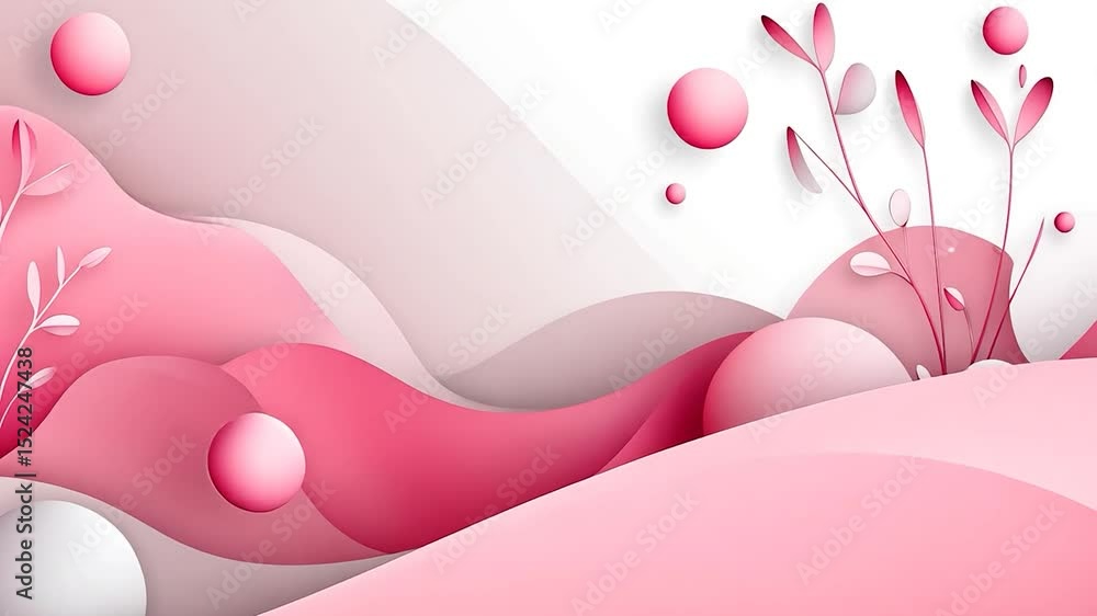 Poster abstract design with pink layers and shapes