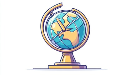 Simple cartoon globe. North America shown. Isolated, vector illustration