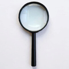 Magnifying Glass Sits Centered on a White Background

